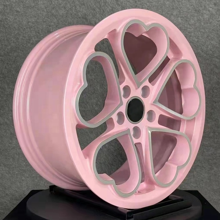 18 inch 19 inch Pink Monoblock 5 Split Spoke 5 Hole 5x112 5x114.3 5x120 Forged Alloy Heart Wheel Rims  for Luxury  Car