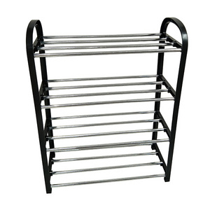 Cheap Collapsible Metal Shoe Rack Folding Stainless Steel 4-Tier Shoes Rack