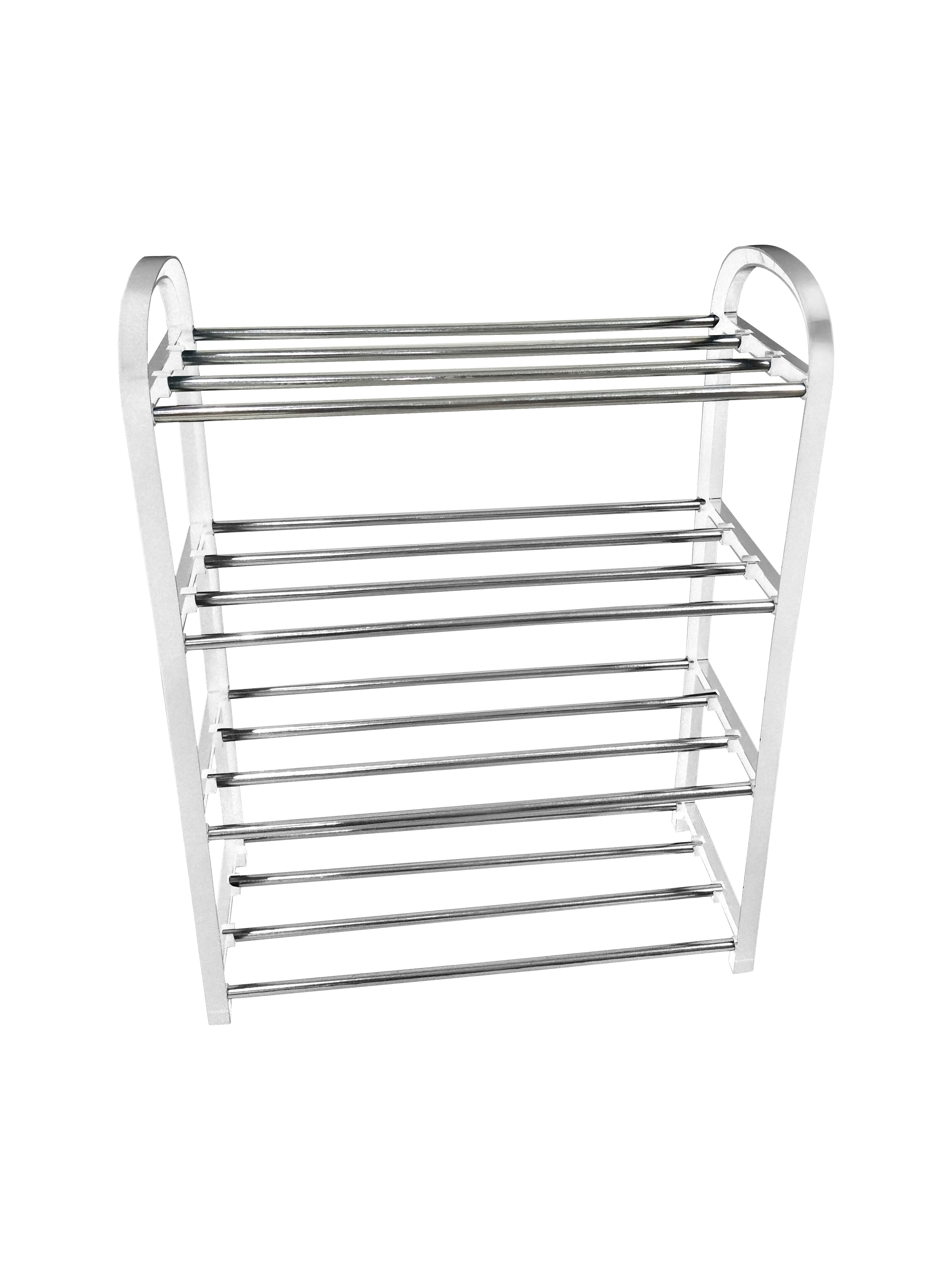 Cheap Collapsible Metal Shoe Rack Folding Stainless Steel 4-Tier Shoes Rack