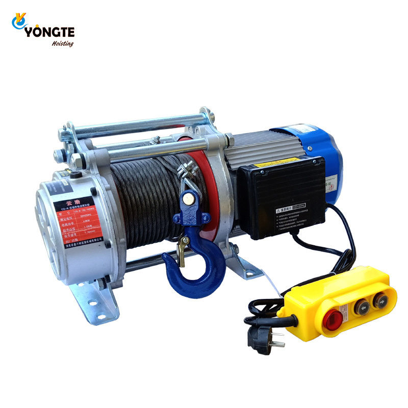 Aluminum Lifting KCD 220v/ 380V 750-1500 mini crane motor powered high speed winch