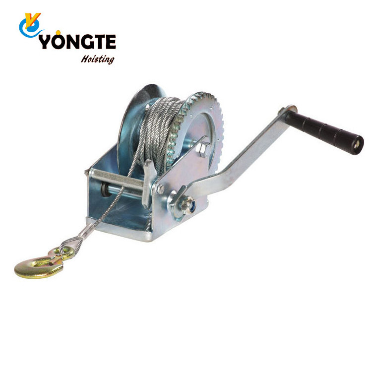 manual winch 600lbs With Hook Steel Cable Brake Hand Winch