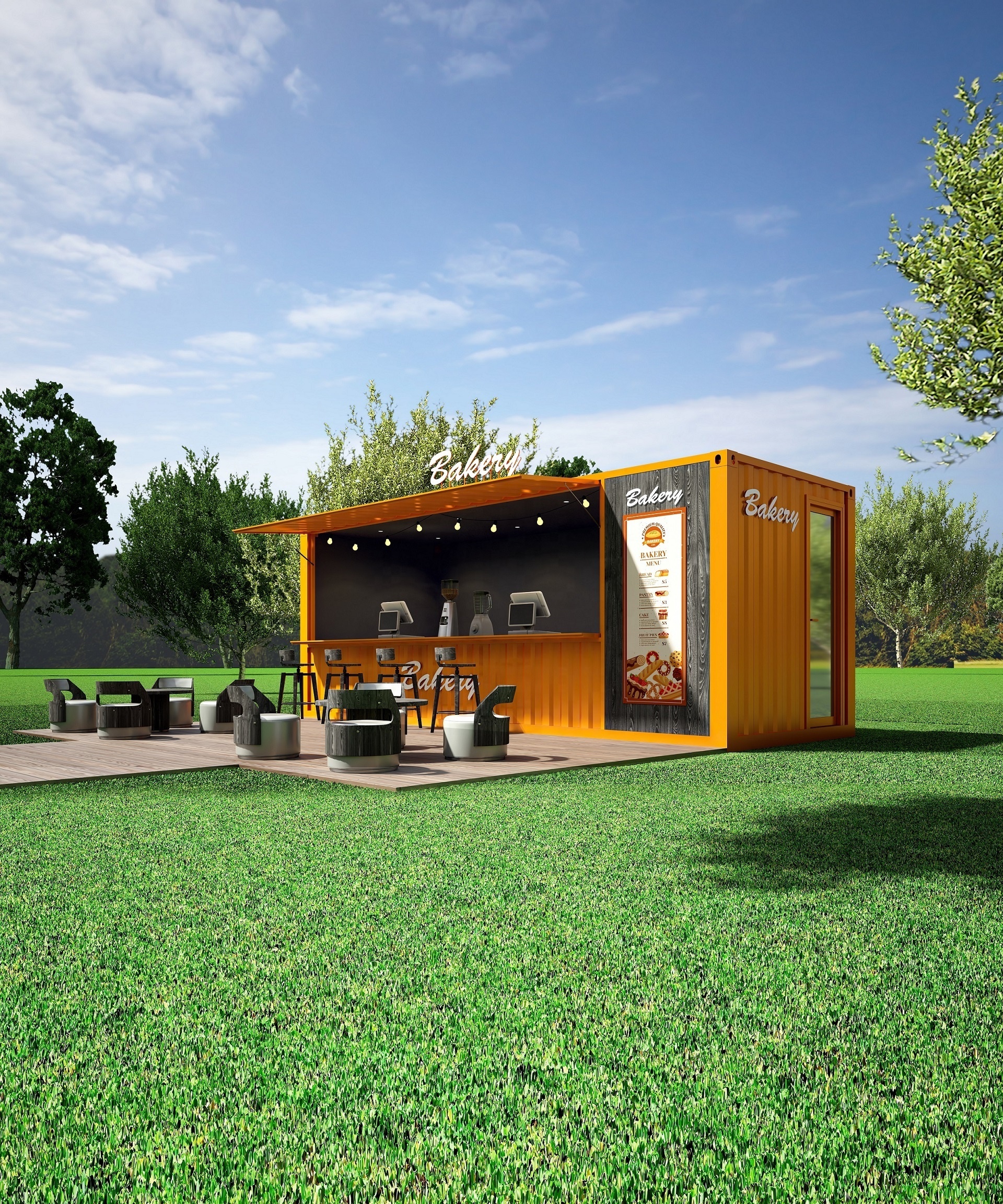 20ft foldable luxury prefabricated portable shipping container prefab coffee shop/container cafe/container bar