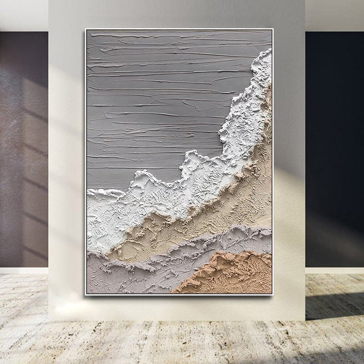 Wholesale Living Room Pure Handpainted Acrylic Artwork Modern Textured 3D Canvas Roll Painting Wall Art With Frame