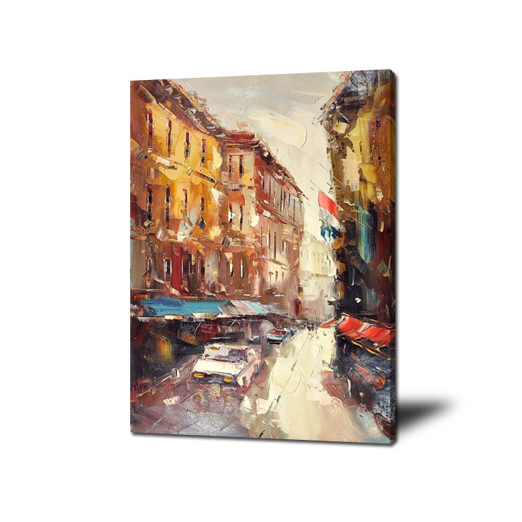 100% Hand Painted Canvas American Art Image New York Cityscape Urban Painting For Inspirational Wall Art Decoration