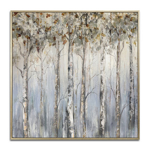 Drop Shipping Extra Large Original Handmade Modern Abstract Landscape Forest Gold Leaf Tree Painting Living Room Canvas Wall Art