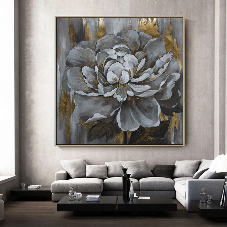 Abstract Handmade Golden Flowers Oil Painting On Canvas Other Wall Art Modern Artwork Classic Flower Wall Painting