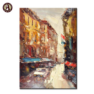 100% Hand Painted Canvas American Art Image New York Cityscape Urban Painting For Inspirational Wall Art Decoration