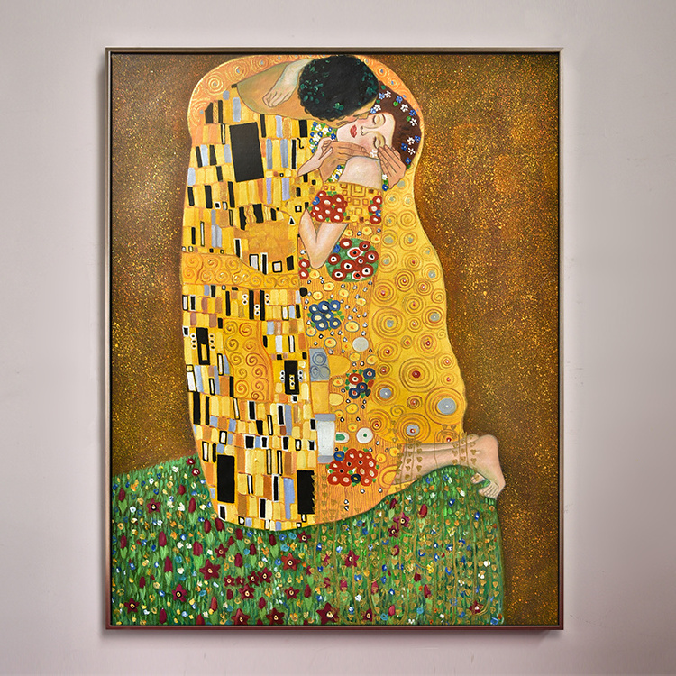 Wholesale Museum Quality Handmade Old Masterpiece The Kiss By Klimt Famous Painting Canvas Reproduction Art