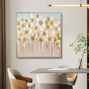 Abstract Hand Painted Canvas Wall Art Hot Sale Flower Gold Foil Oil Painting Home Goods For Restaurant Decor