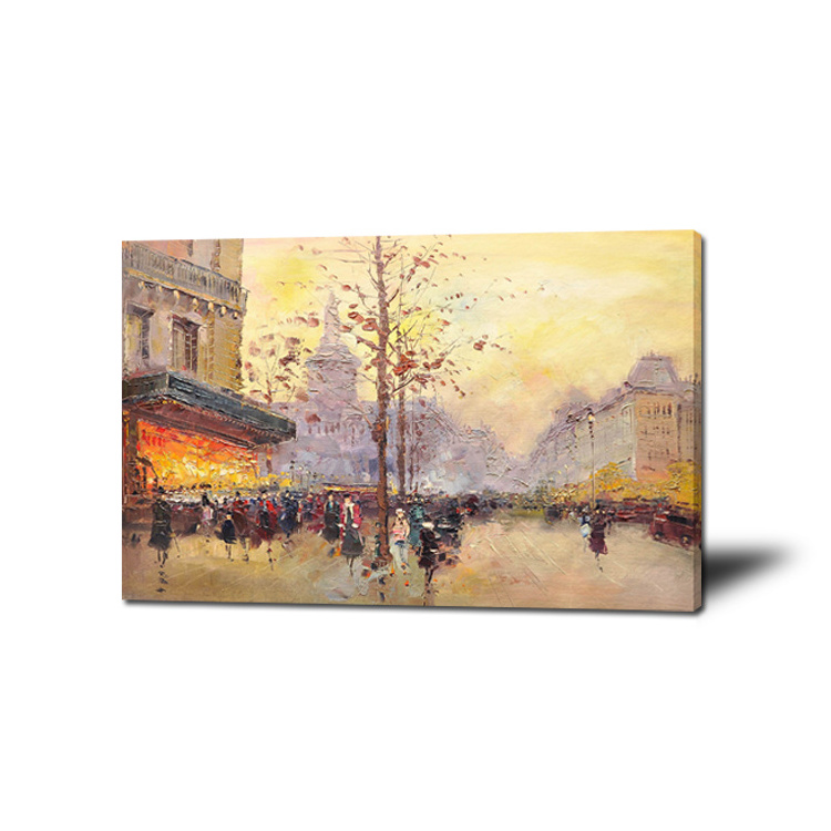 Thick Painted Handmade Impressional Palette Knife Scenery Wall Paintings Paris Street Art