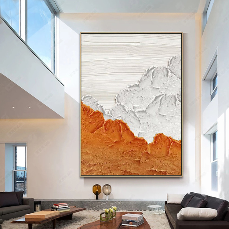 Wholesale Living Room Pure Handpainted Acrylic Artwork Modern Textured 3D Canvas Roll Painting Wall Art With Frame