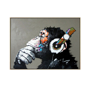 Acrylic Abstract Animal Modern Monkey Oil Painting Artwork Frame Wall Art For Kids Room Wall Decor