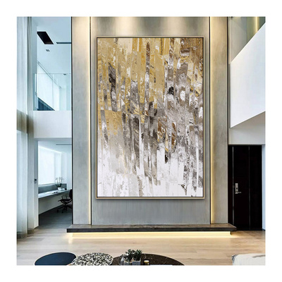 Handpainted Extra Large Wall Art Decor Modern Art Acrylic Gold Foil Abstract Oil Painting On Canvas