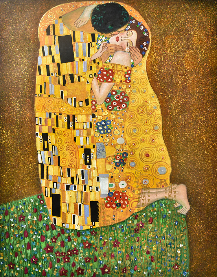 Wholesale Museum Quality Handmade Old Masterpiece The Kiss By Klimt Famous Painting Canvas Reproduction Art