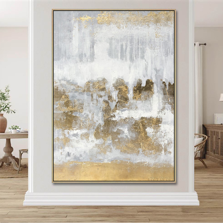 Handpainted Extra Large Wall Art Decor Modern Art Acrylic Gold Foil Abstract Oil Painting On Canvas