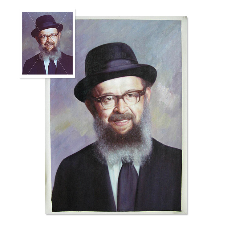 100% Handmade Jewish Rabby Portrait Painting Custom Photo to Oil Painting On Canvas