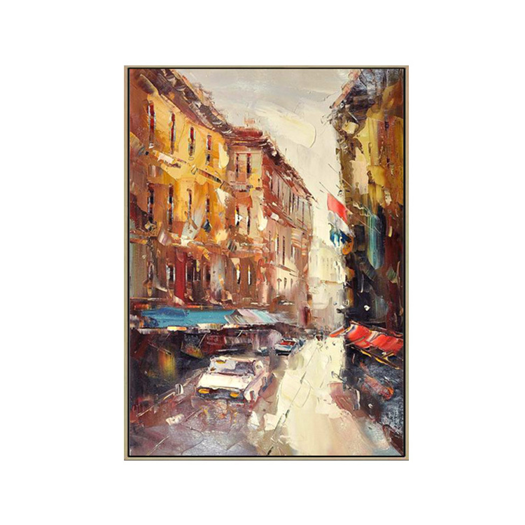 100% Hand Painted Canvas American Art Image New York Cityscape Urban Painting For Inspirational Wall Art Decoration