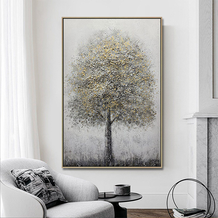 New Design Handmade Simple Landscape Painting Picture Art Abstract Modern Wall Art Canvas Tree Painting Home Decor