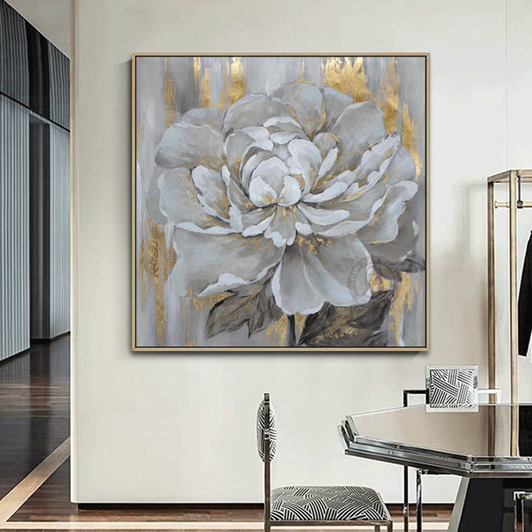 Abstract Handmade Golden Flowers Oil Painting On Canvas Other Wall Art Modern Artwork Classic Flower Wall Painting