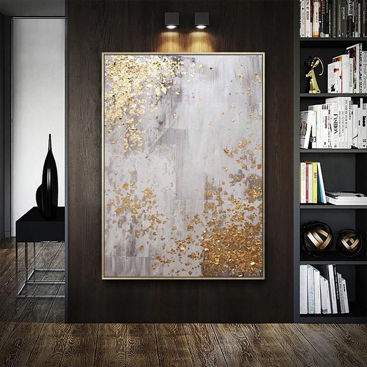 Handpainted Extra Large Wall Art Decor Modern Art Acrylic Gold Foil Abstract Oil Painting On Canvas