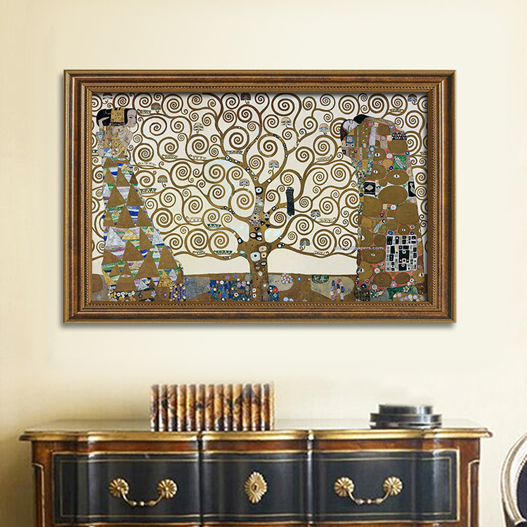 Handmade Museum Quality Famous Artists Reproduction Art Tree Of Life Gustav Klimt Painting