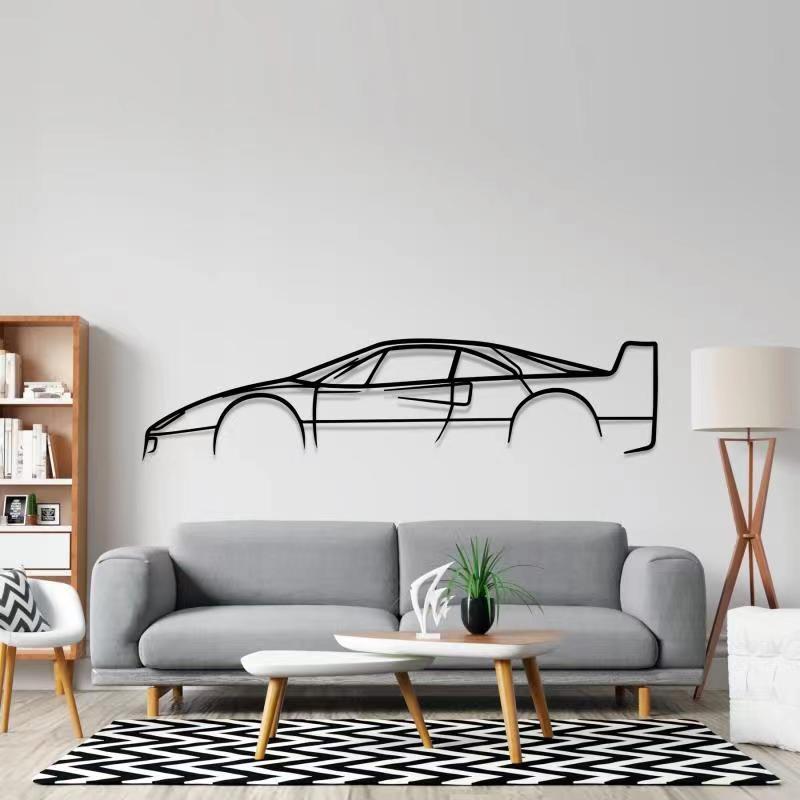 Minimalistic Wall Hanging Artwork Abstract Laser Cut 3D Metal Car Silhouette Metal Wall Art Decor