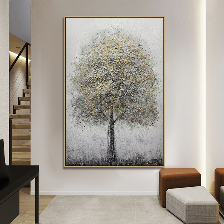 New Design Handmade Simple Landscape Painting Picture Art Abstract Modern Wall Art Canvas Tree Painting Home Decor