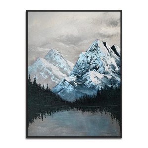 Contemporary Handmade Home Decoration Canvas White Textured Wall Art Work Winter Snow Mountain Scenery Landscape Oil Painting