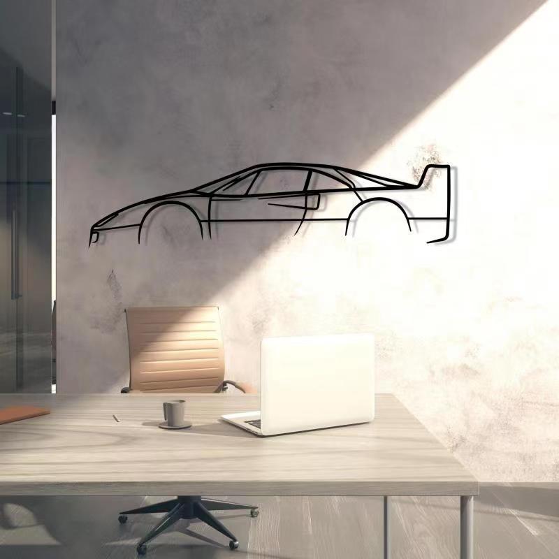 Minimalistic Wall Hanging Artwork Abstract Laser Cut 3D Metal Car Silhouette Metal Wall Art Decor