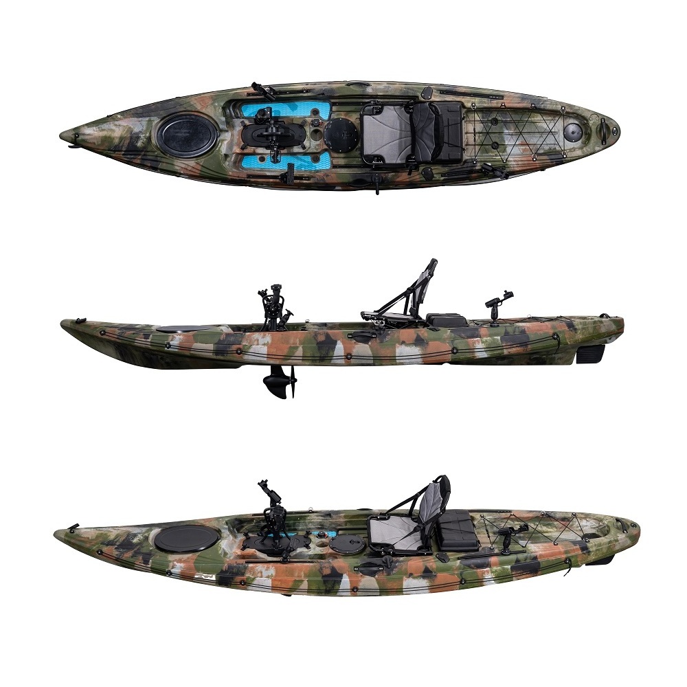 4.1 Meter Single Kayak Sit on Top Fishing Kayak Rowing Boat Sea Kayak with Electric Motor and Pedal Drive