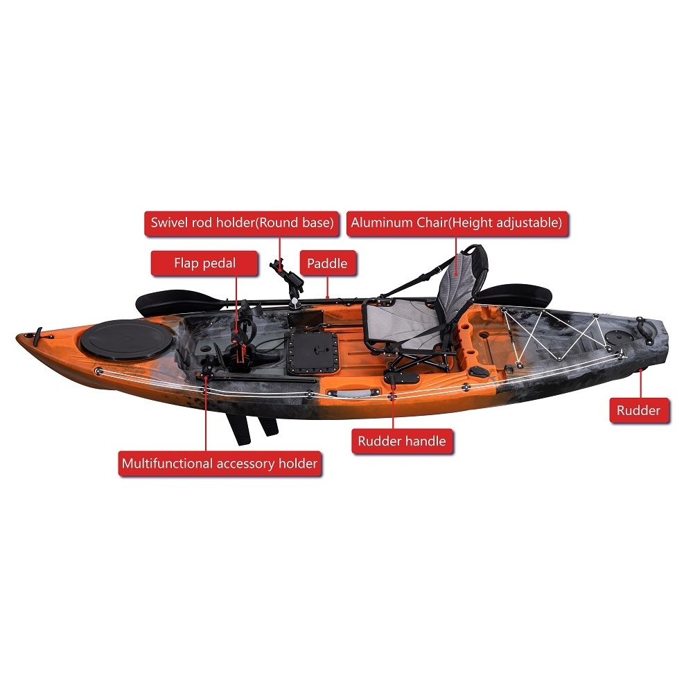 3.2 Meter Sit On Top Canoe Boat Motorized Fishing Kayak with Flap Pedal and Electric Motor