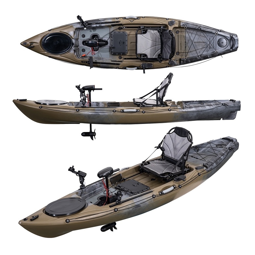 3.2 Meter Sit On Top Canoe Boat Motorized Fishing Kayak with Flap Pedal and Electric Motor