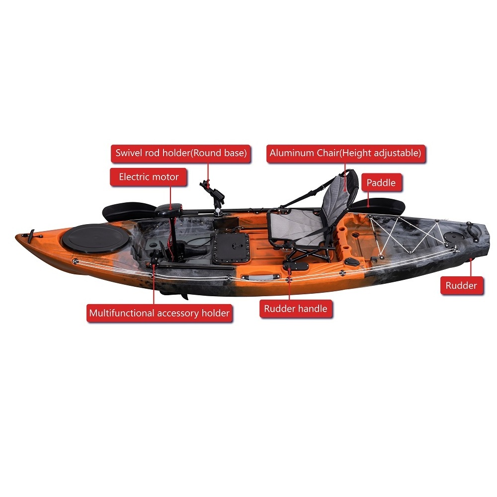 3.2 Meter Sit On Top Canoe Boat Motorized Fishing Kayak with Flap Pedal and Electric Motor