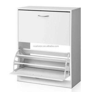 Modern Living Room White  Wooden 2 Door Shoe Cabinet