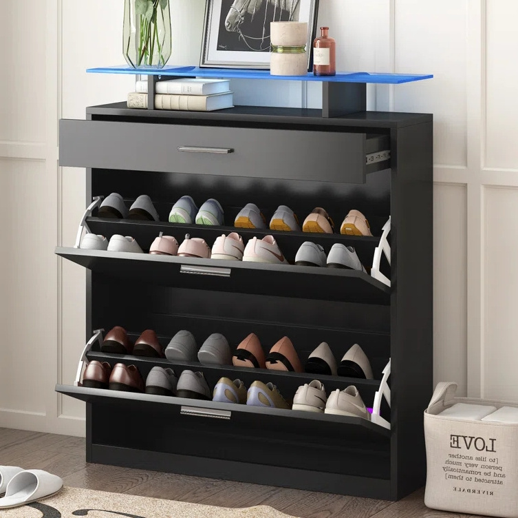 16 Pair Shoe Storage Cabinet+LED