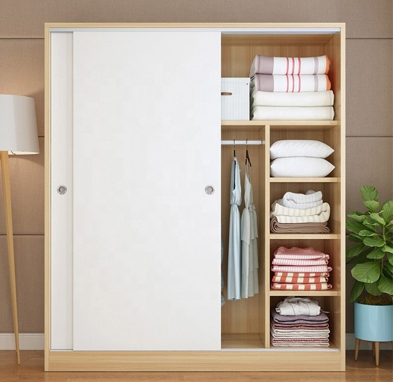 Modern and simple wardrobe wooden kids sliding door wardrobe armoire