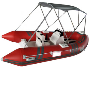 Luxutry rib boat rigid fiberglass inflatable 420 boat  with PVC or Hypalon fabric pontoon