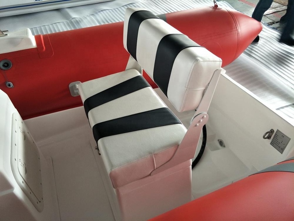 Luxutry rib boat rigid fiberglass inflatable 420 boat  with PVC or Hypalon fabric pontoon