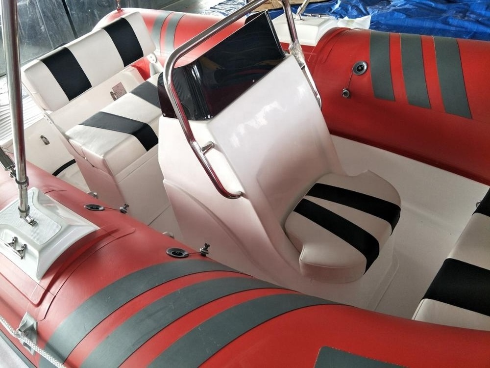 Luxutry rib boat rigid fiberglass inflatable 420 boat  with PVC or Hypalon fabric pontoon