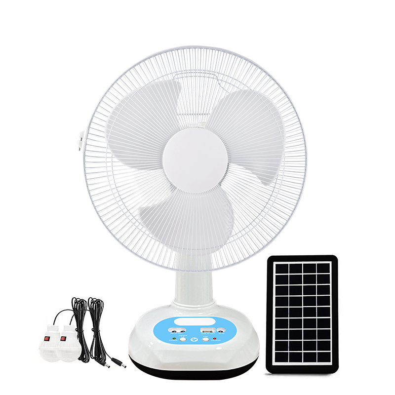 Hot selling 12 inch Solar charging table rechargeable fan with power bank function portable and solar electric fan