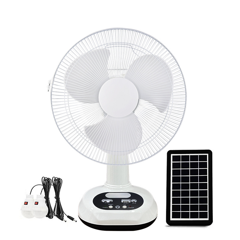 Hot selling 12 inch Solar charging table rechargeable fan with power bank function portable and solar electric fan