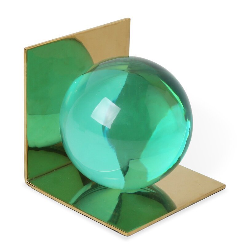 Noble Manufacturer Green Jade Crystal Ball On Mirror Metal Base Custom Bespoke Logo Business School Office Desk Gift Bookend