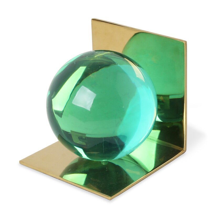 Noble Manufacturer Green Jade Crystal Ball On Mirror Metal Base Custom Bespoke Logo Business School Office Desk Gift Bookend