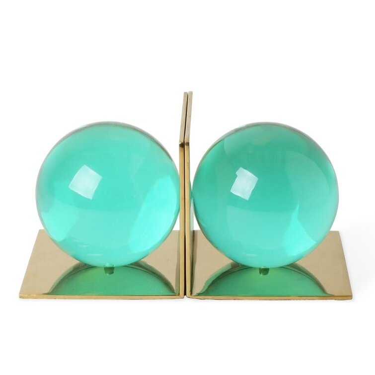 Noble Manufacturer Green Jade Crystal Ball On Mirror Metal Base Custom Bespoke Logo Business School Office Desk Gift Bookend