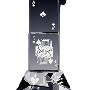 New Product Custom Clear Crystal Poker Award Trophy