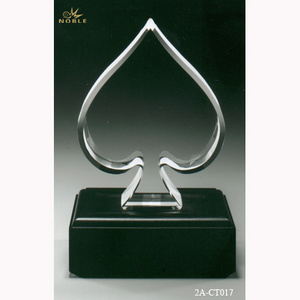 Spades Shape Award Trophies Crystal Poker Trophy Souvenir Best K9 Crystal,crystal Gift Box Folk Art Sports No Color Limitation