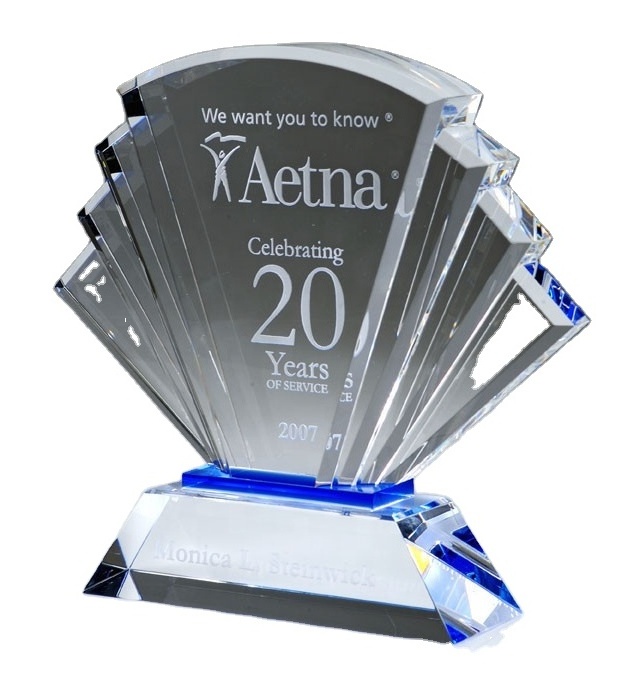 Prosperity Customized Sandblasting Anniversary Souvenir Crystal Award Trophy