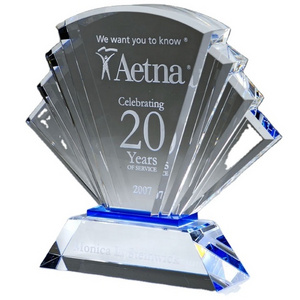 Prosperity Customized Sandblasting Anniversary Souvenir Crystal Award Trophy