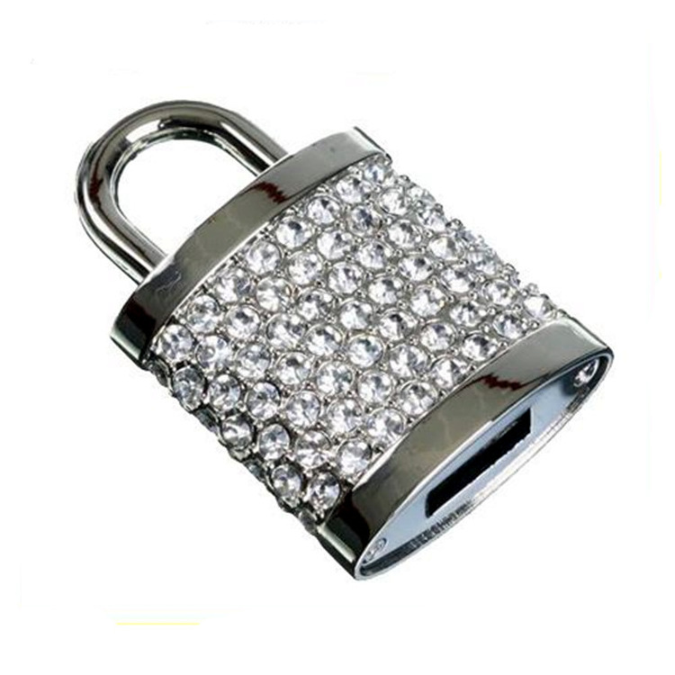 fancy luxury jewelry usb flash drive / crystal lock shape usb flash drive / jewelry lock design usb memory stick