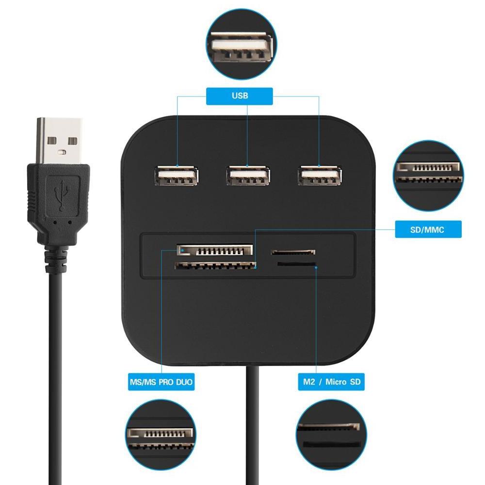 New model multifunctional OTG USB hub 2.0 3 ports card reader